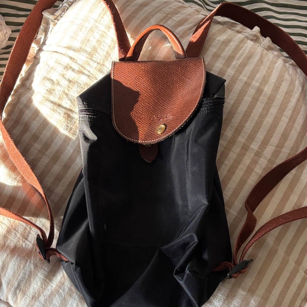 longchamp black nylon Backpack